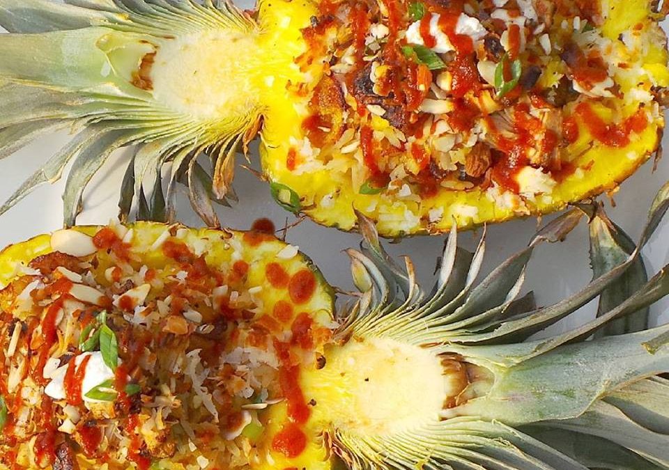 Ginger and Coconut Rice Pilaf Stuffed Pineapple