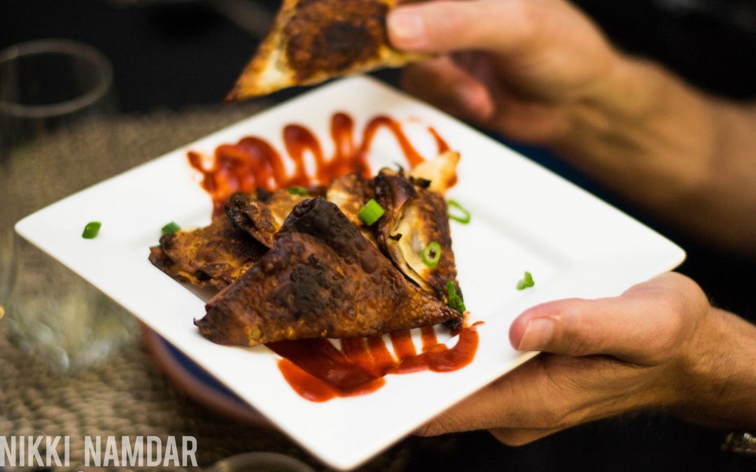Jerk Bbq Jackfruit Potstickers with Scallion Dipping Sauce